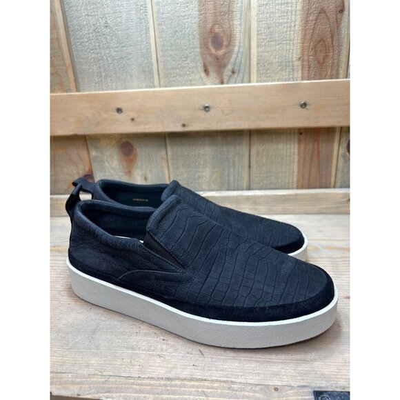 Via Spiga Black Crocodile Embossed Slip-On Sneakers US 8/EUR 38 - Picture 1 of 7